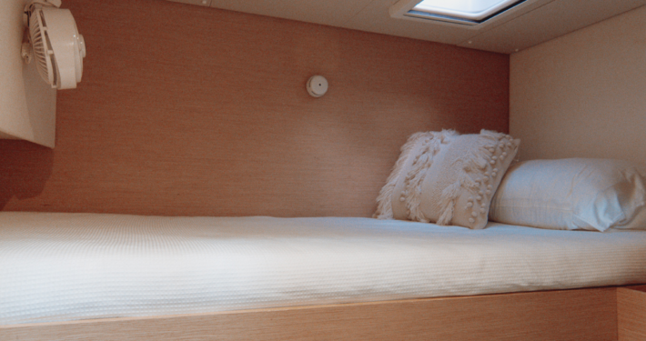 Yacht cabin with double bed
