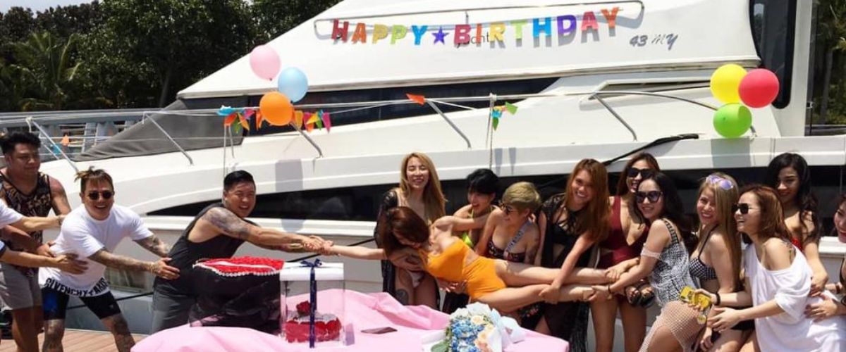 Birthday celebration on a rented yacht