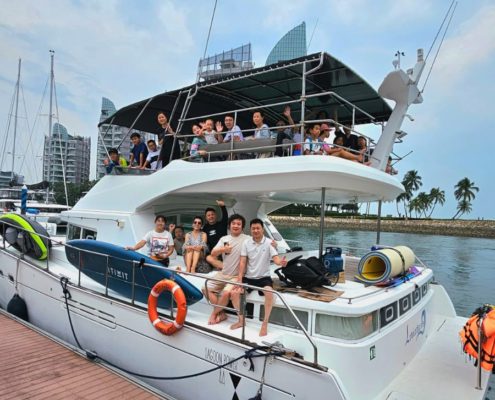 group gathering on Island yacht Singapore