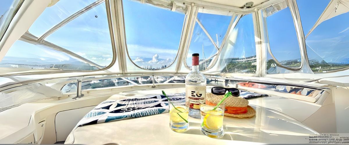 Luxury lounge on charter yacht