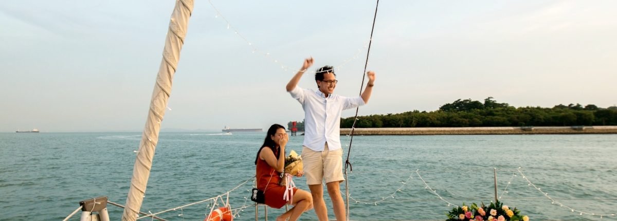 private sunset yacht proposal Singapore for 2 pax