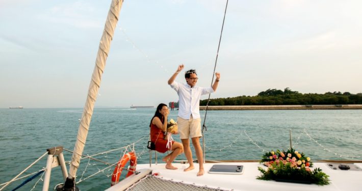 Wedding proposal on yacht in Singapore