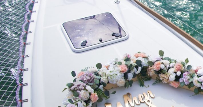 Wedding decoration on yacht