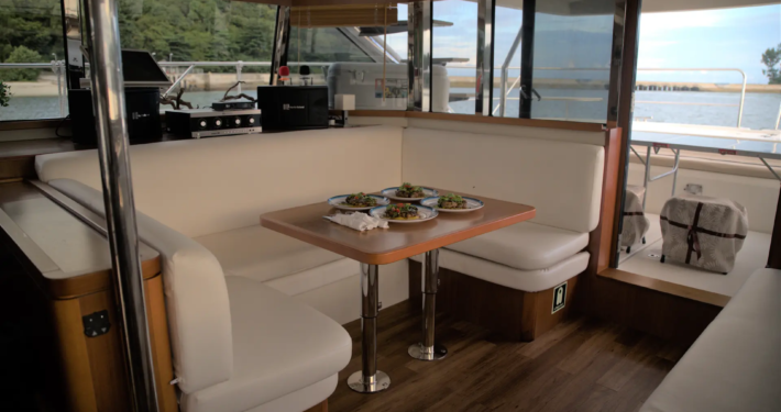 Aquila 48ft catamaran saloon area