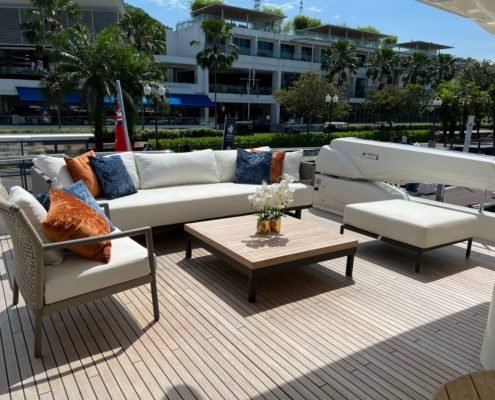 Seating area on EagleWings 3 yacht