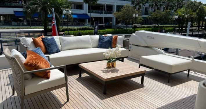 Seating area on EagleWings 3 yacht