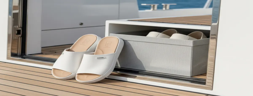 Footwear in a box onboard Yacht