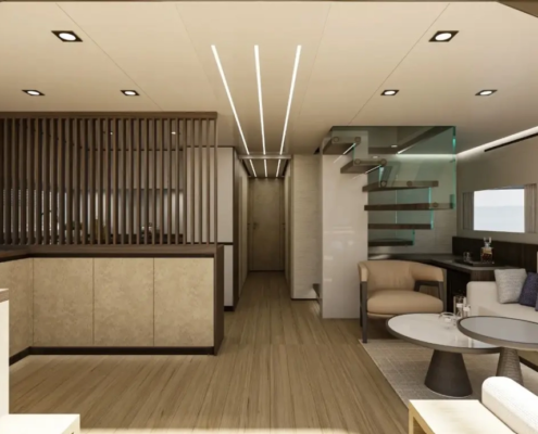 Modern Italian interior salon design of SeaWind superyacht