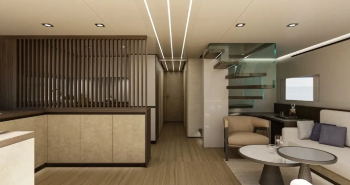 Modern Italian interior salon design of SeaWind superyacht