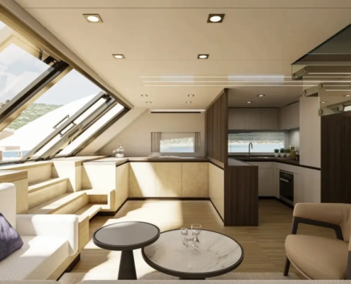 Interior saloon of the seawind yacht singapore