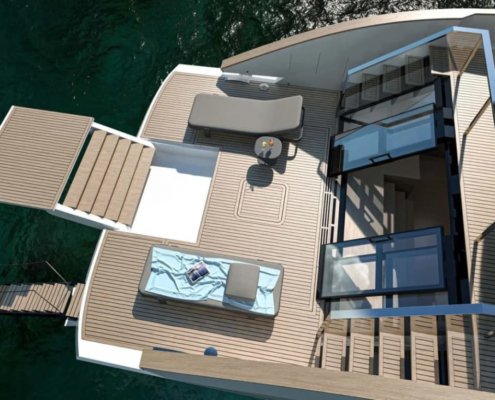 Hydraulic swim platform of SeaWind yacht