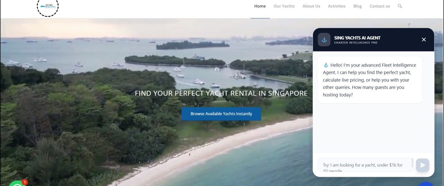 Sing Yachts Conversational AI Chatbot Assistant for Singapore Yacht Charters
