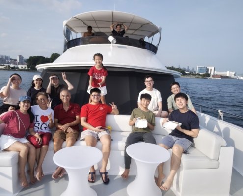 Guests onboard Yacht charter Nautiness Singapore
