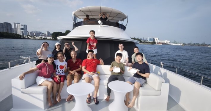 Guests onboard Yacht charter Nautiness Singapore